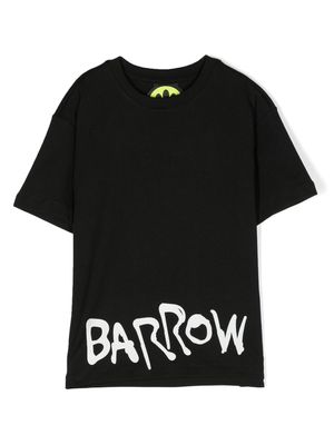 Barrow kids teddy bear-print cotton T-shirt - Black