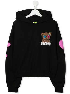 Barrow kids TEEN cotton logo-print hoodie - Black