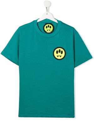 Barrow kids TEEN logo-print smiley T-shirt - Green
