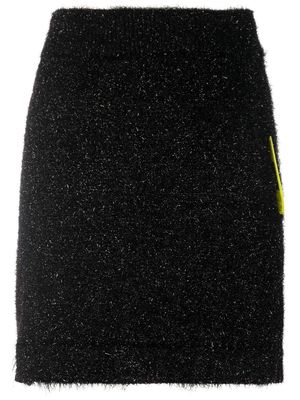 BARROW knitted side-slit mini skirt - Black