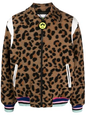 BARROW leopard-print panelled jacket - Brown