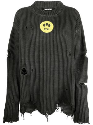 BARROW logo-appliqué distressed sweatshirt - Black