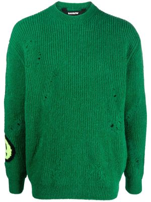 BARROW logo-intarsia knit distressed jumper - Green