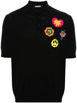 BARROW logo-patches cotton polo shirt - Black