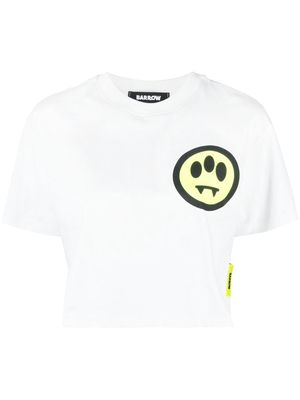 BARROW logo-print cotton cropped T-shirt - White