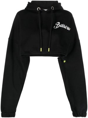 BARROW logo-print cropped cotton hoodie - Black