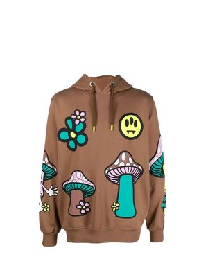 BARROW mushroom-print cotton hoodie - Brown