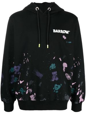 BARROW painterly-print cotton hoodie - Black