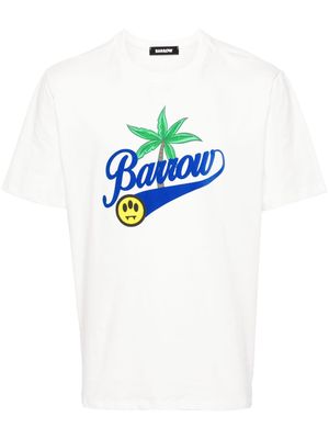 BARROW palm-tree printed cotton T-shirt - White