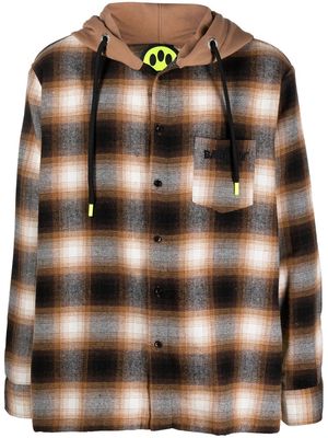 BARROW plaid check-print hooded shirt - Brown