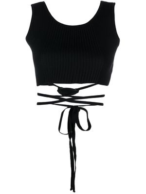BARROW ribbed-knit strappy cropped top - Black