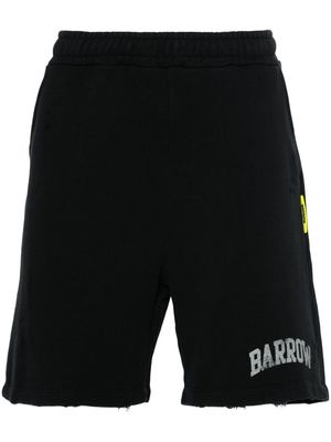 BARROW Smiley-print distressed shorts - Black