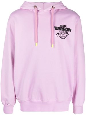 BARROW space-logo print pullover hoodie - Pink