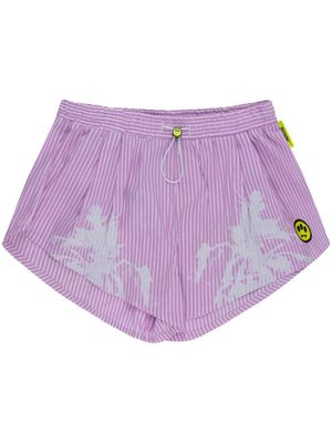 BARROW striped logo-print mini shorts - Purple
