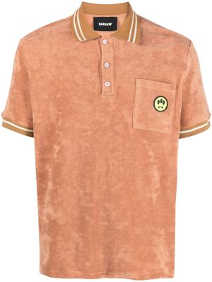 BARROW towelling-finish logo-print polo shirt - Brown