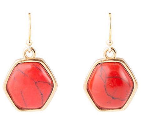 Barse Artisan Crafted Dyed Red Howlite Drop Ear ings