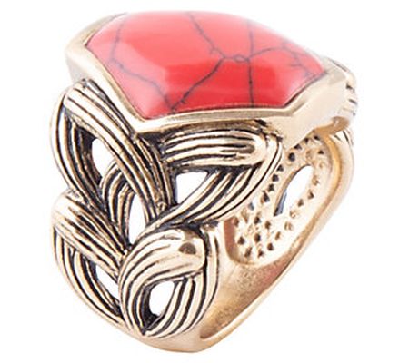 Barse Artisan Crafted Dyed Red Howlite Ring