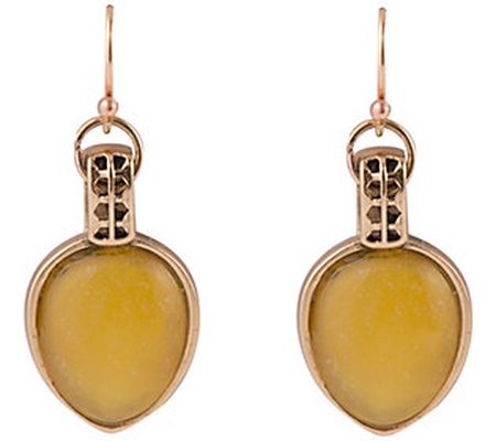 Barse Artisan Crafted Dyed Yellow Chalcedony Da ngle Earrings