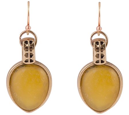 Barse Artisan Crafted Dyed Yellow Chalcedony Dangle Earrings