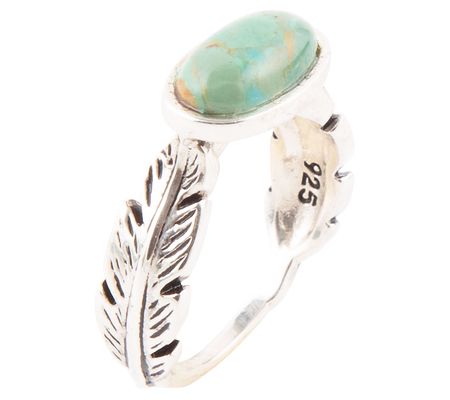 Barse Artisan Crafted Sterling Silver Feather T urquoise Ring
