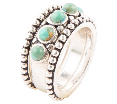 Barse Artisan Crafted Triple Play Turquoise Ban d Ring