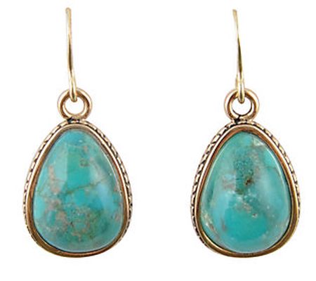 Barse Artisan Crafted Turquoise Tear Drop Dangl e Earrings