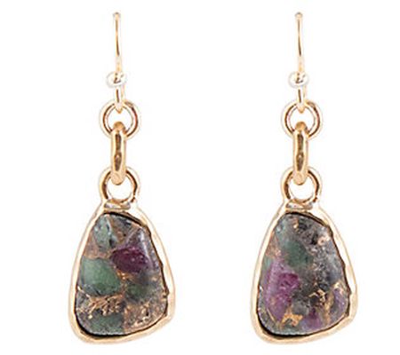 Barse Composite Ruby Zoisite w/ Metal Matrix D ngle Earrings
