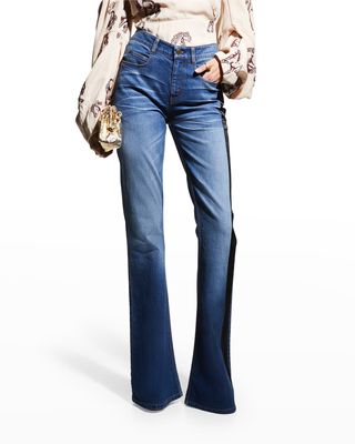 Bartlett Silk Side-Stripe Flare-Leg Jeans