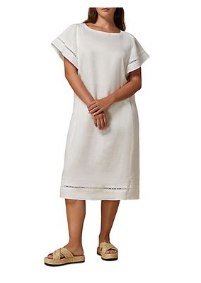 Bartolo Linen Embroidered Midi-Dress