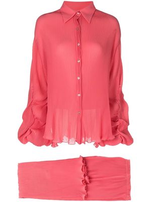 Baruni Ausha pleated trouser set - Pink