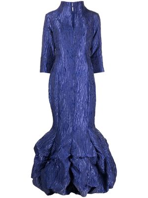 Baruni Entrance puffball-hem jacquard gown - Blue