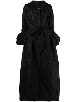 Baruni gathered-sleeve shimmer belted gown - Black