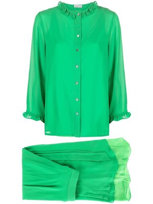 Baruni Kamila ruffled asymmetric skirt set - Green
