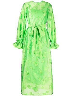 Baruni Lena floral-embroidered maxi dress - Green