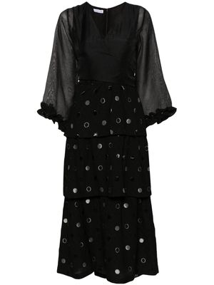 Baruni polka-dot jacquard wrap dress - Black