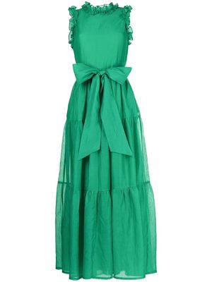Baruni ruffle-trim tied-waist dress - Green