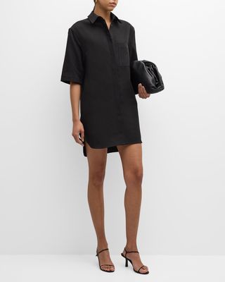 Basava Short-Sleeve Mini Shirtdress