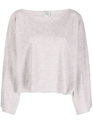 Baserange boat-neck cropped knitted top - Neutrals