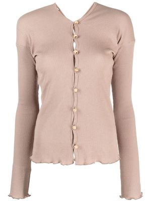 Baserange button-up ribbed-knit T-shirt - Neutrals