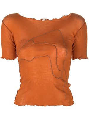 Baserange embroidered-design short-sleeve T-shirt - Orange