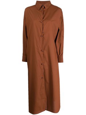 Baserange midi cotton shirt dress - Brown