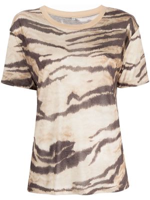 Baserange tiger-print short-sleeve T-shirt - Brown