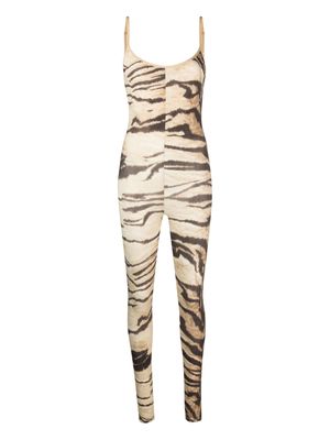 Baserange tiger-print sleeveless jumpsuit - Neutrals
