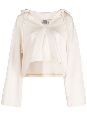 Baserange V-neck organic-cotton cropped hoodie - Neutrals