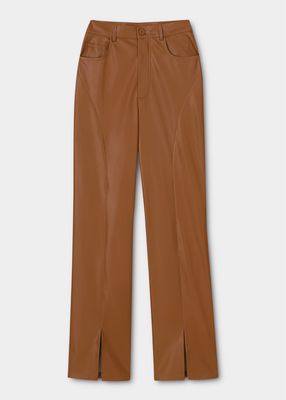 Basha Straight Split Vegan Leather Trousers