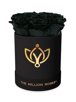 Basic Box Collection Roses in Black Round Box - Black - Black
