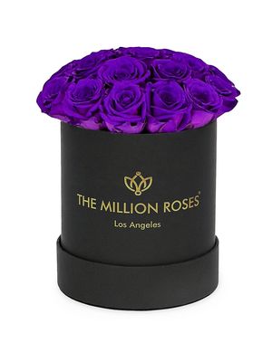 Basic Box Roses In Round Box - Bright Purple