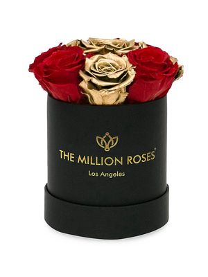 Basic Box Roses In Round Box - Red Gold