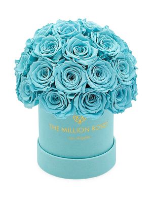 Basic Mint Blue Roses In Suede Superdome Box - Tiffany Blue