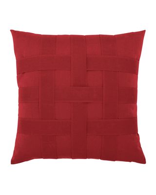 Basketweave Sunbrella Pillow, Red